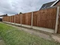 Close-board fencing installation with concrete posts